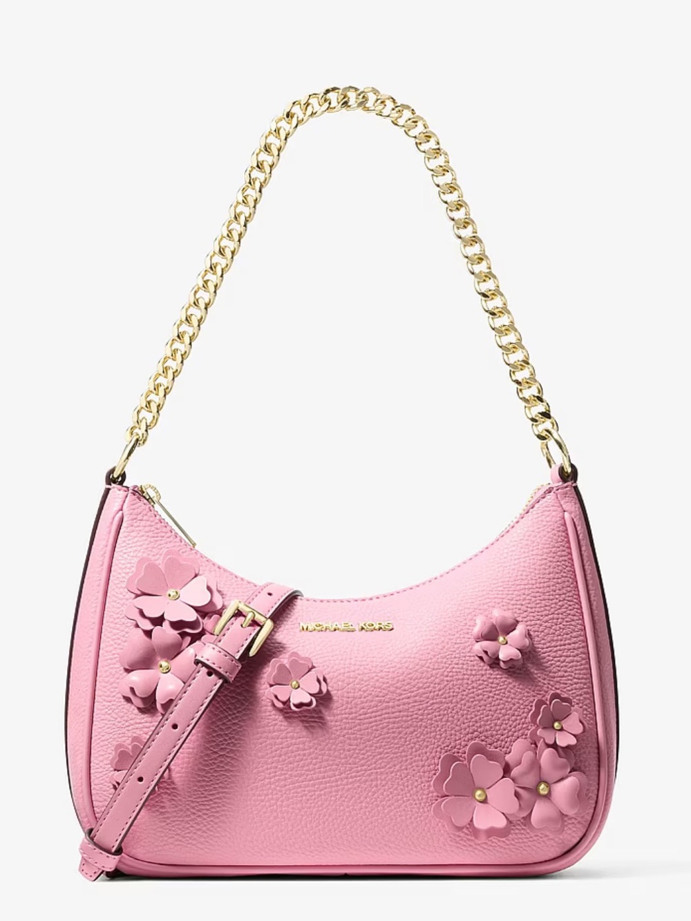 Michael Kors Pink Floral Leather Shoulder Crossbody Bag